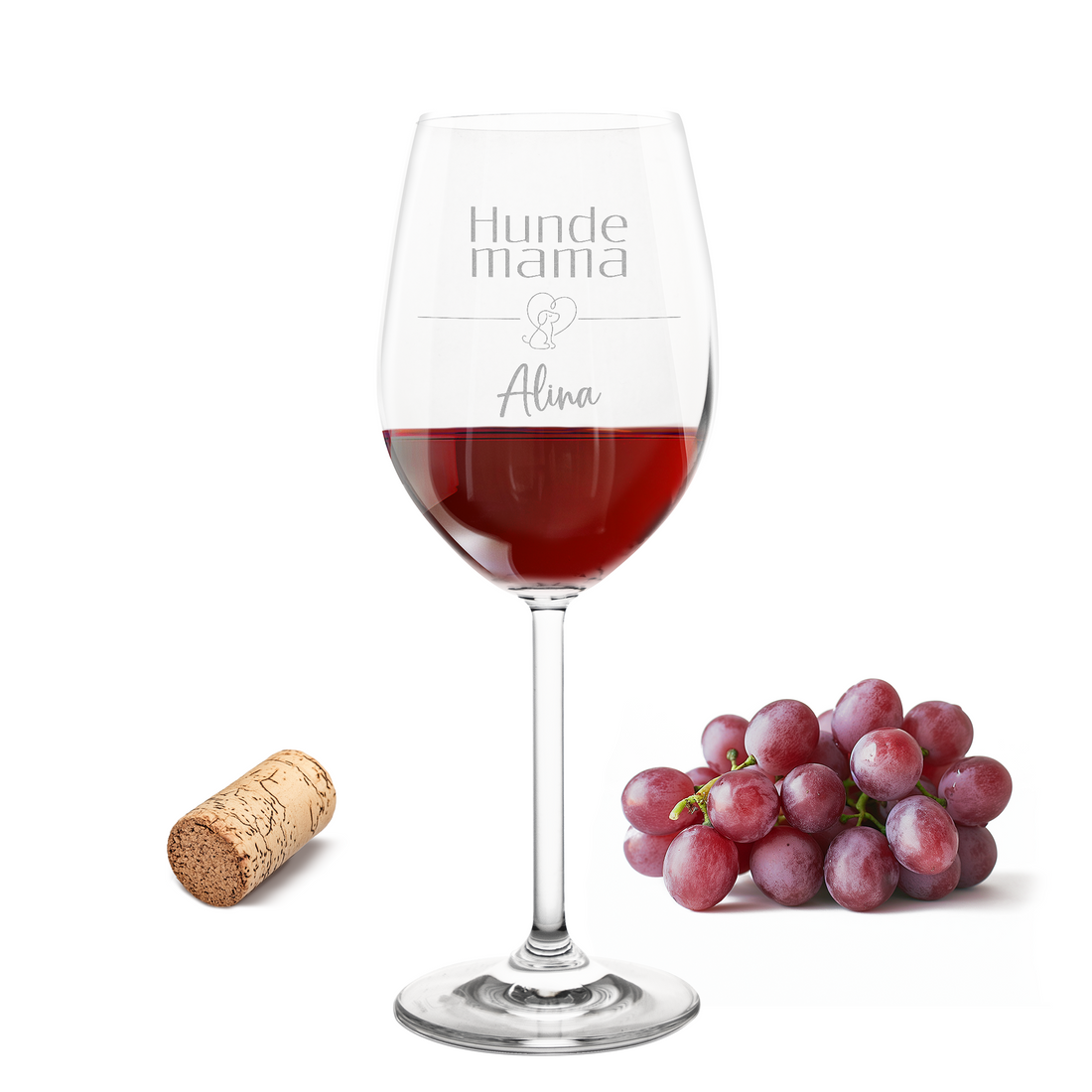Weinglas mit Gravur Leonardo Daily Rotwein "HUNDE MAMA MIT HERZ" mit Wunschname