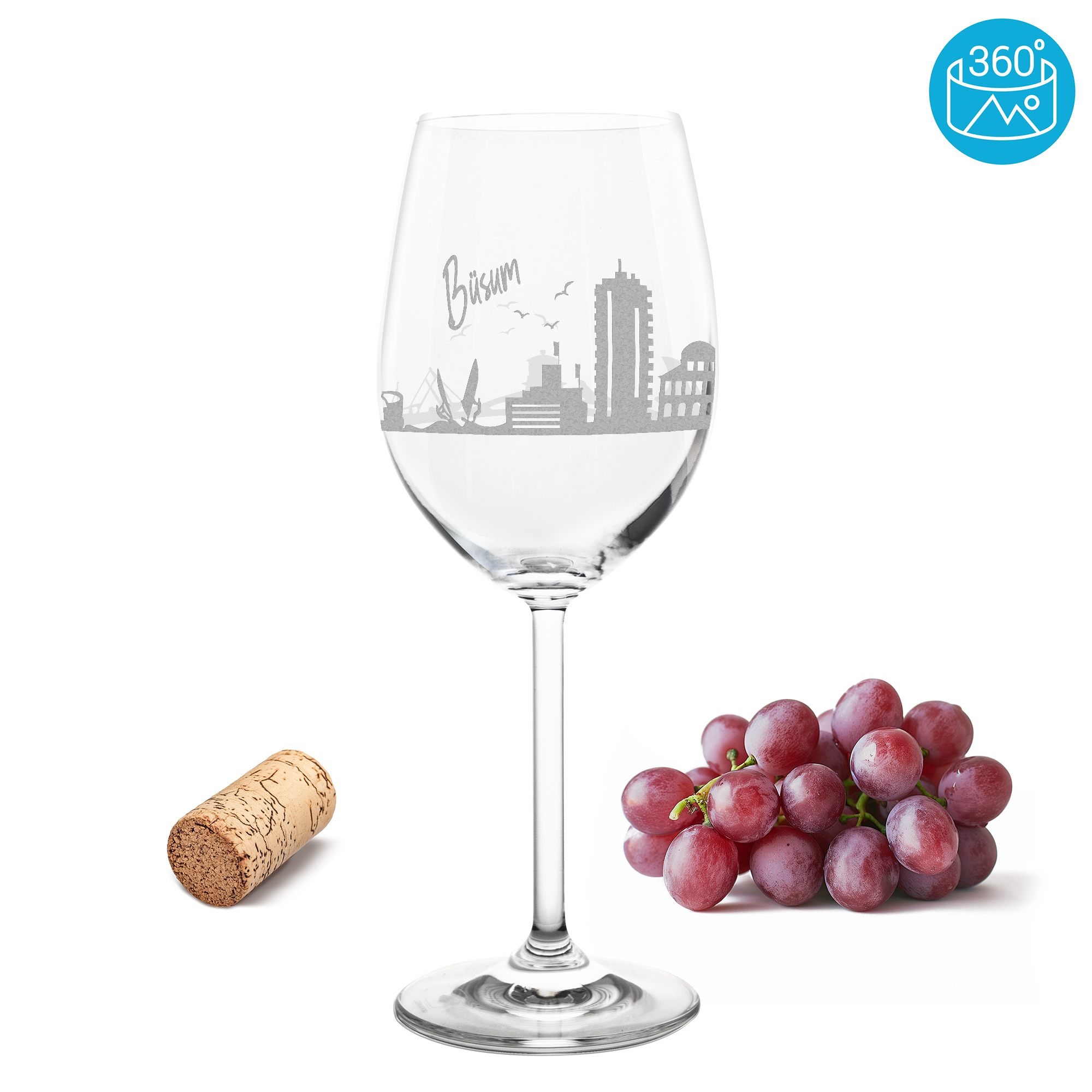 Weinglas mit Gravur Leonardo Daily Rotwein "SKYLINE BÜSUM"