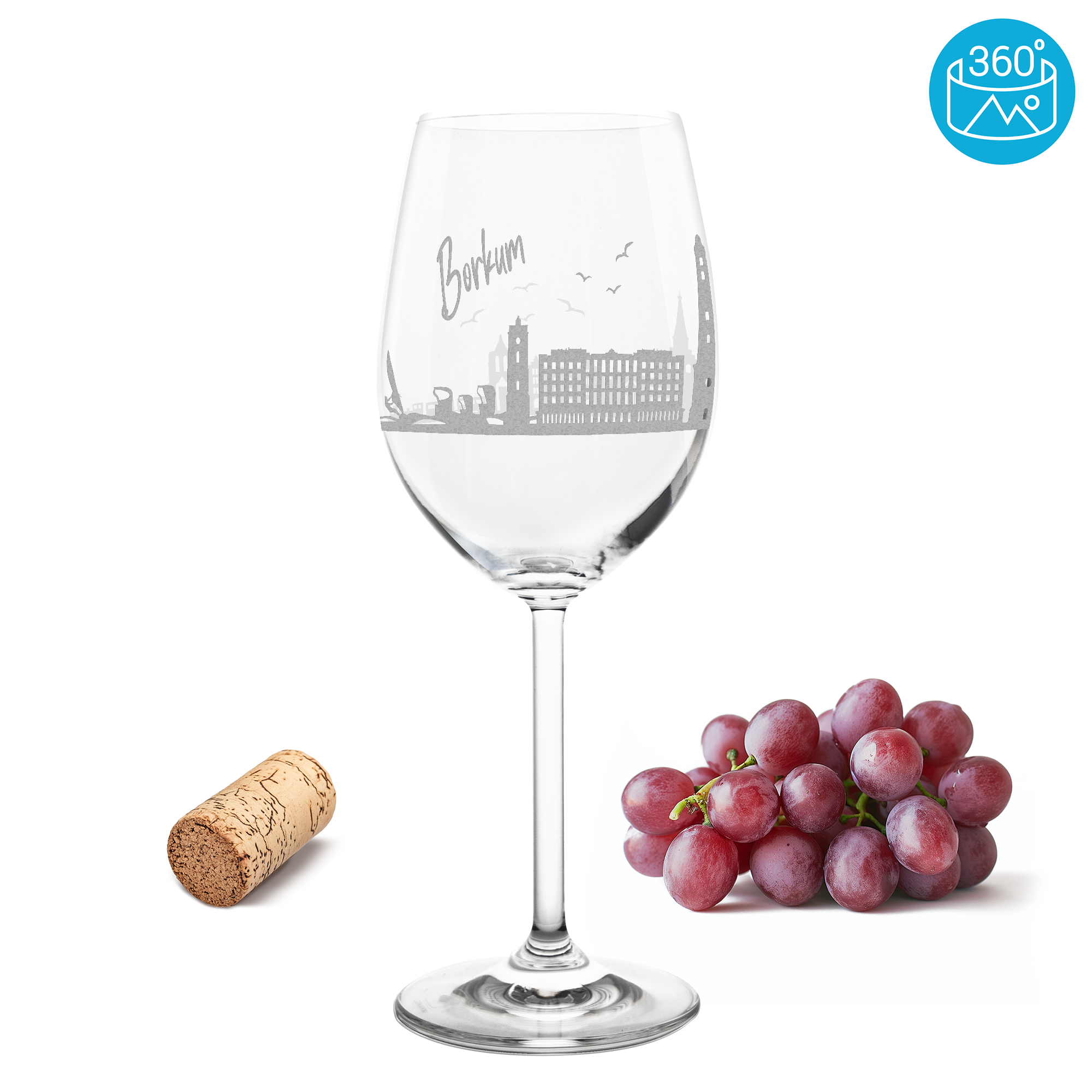 Weinglas mit Gravur Leonardo Daily Rotwein "SKYLINE BORKUM"
