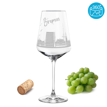 Weinglas mit Gravur Leonardo Puccini "SKYLINE BREMEN"