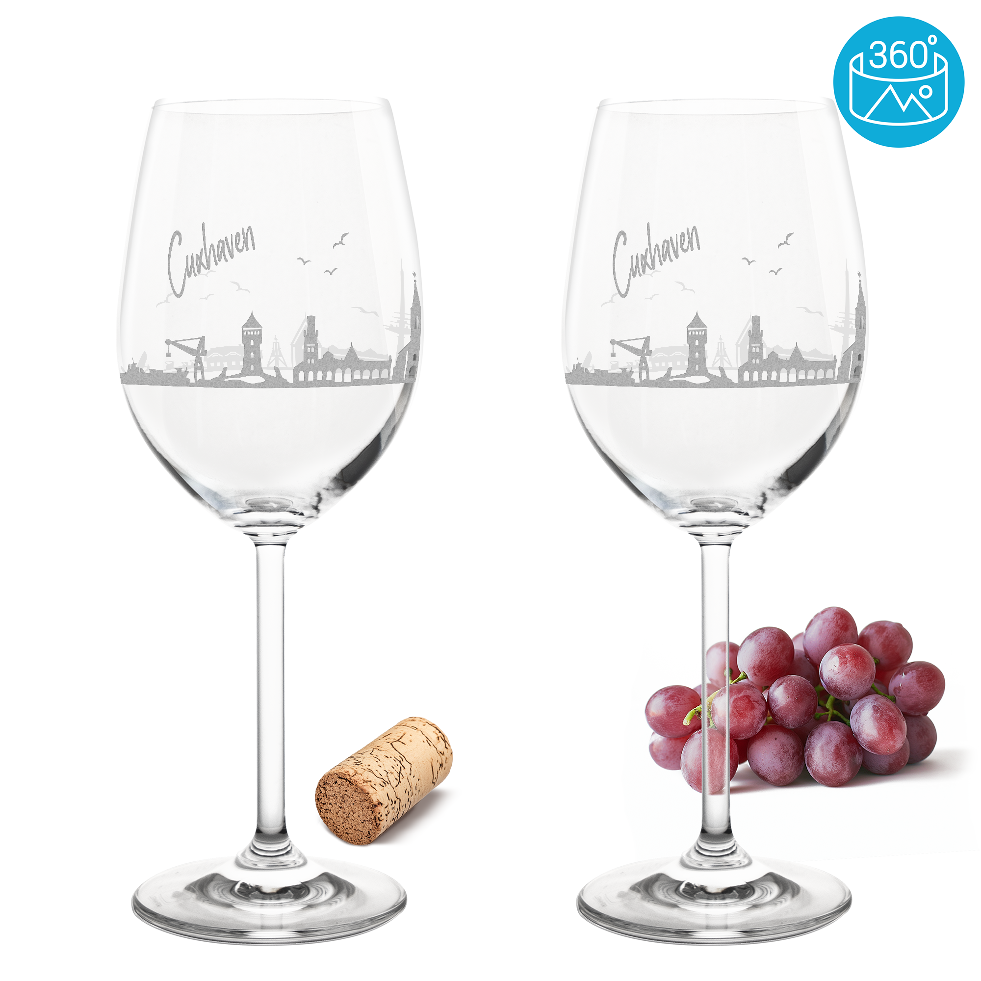Weinglas mit Gravur Leonardo Daily Rotwein "SKYLINE CUXHAVEN" 2 Gläser