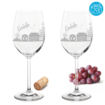 Weinglas mit Gravur Leonardo Daily Rotwein "SKYLINE KIRCHHELLEN" 2 Gläser