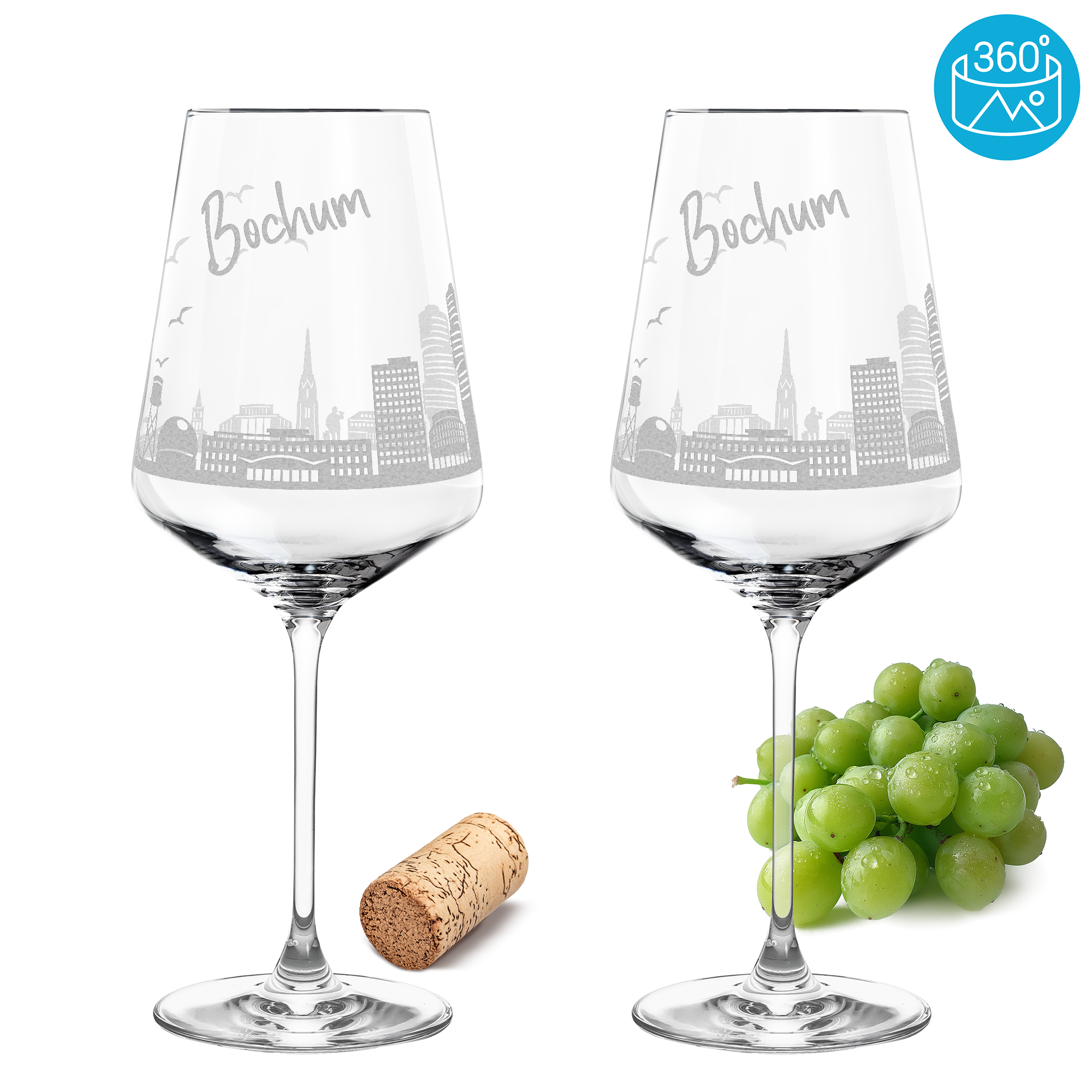 Weinglas mit Gravur Leonardo Puccini "SKYLINE BOCHUM" 2 Gläser