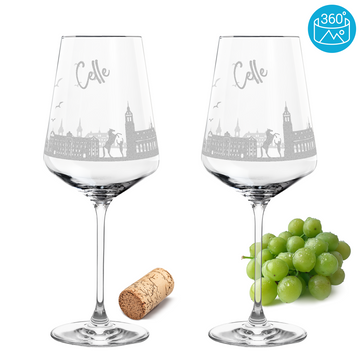 Weinglas mit Gravur Leonardo Puccini "SKYLINE CELLE" 2 Gläser