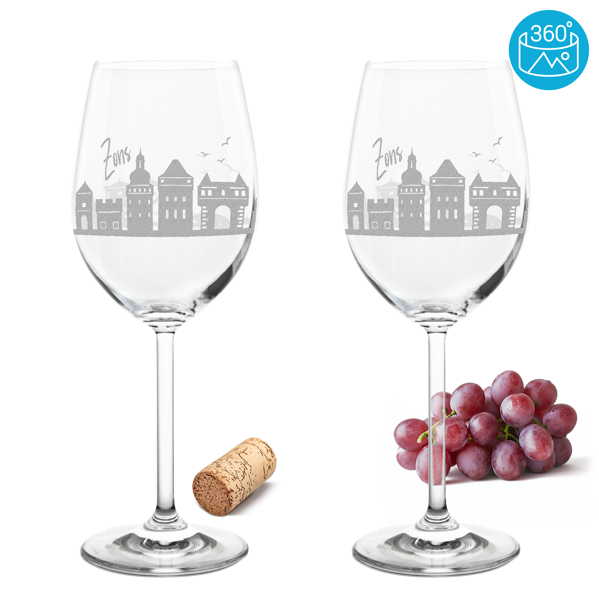 Weinglas mit Gravur Leonardo Daily Rotwein "SKYLINE DORMAGEN ZONS" 2 Gläser