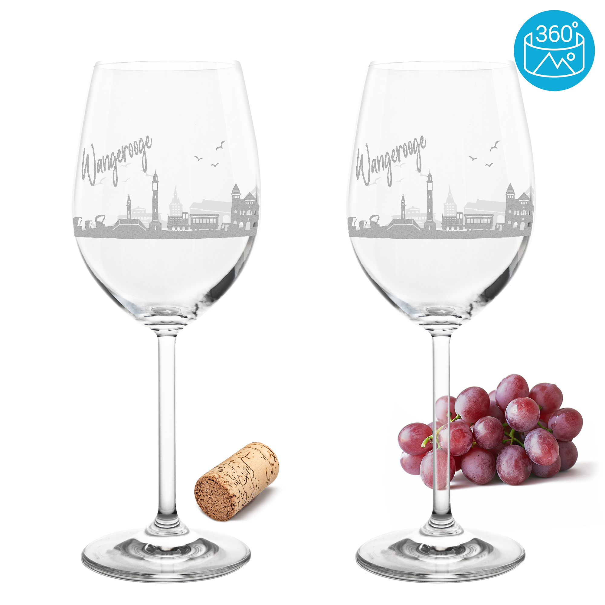 Weinglas mit Gravur Leonardo Daily Rotwein "SKYLINE WANGEROOGE" 2 Gläser